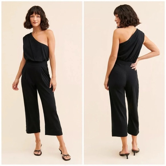 Free People Avery One Shoulder Jumpsuit Black - Picture 1 of 10